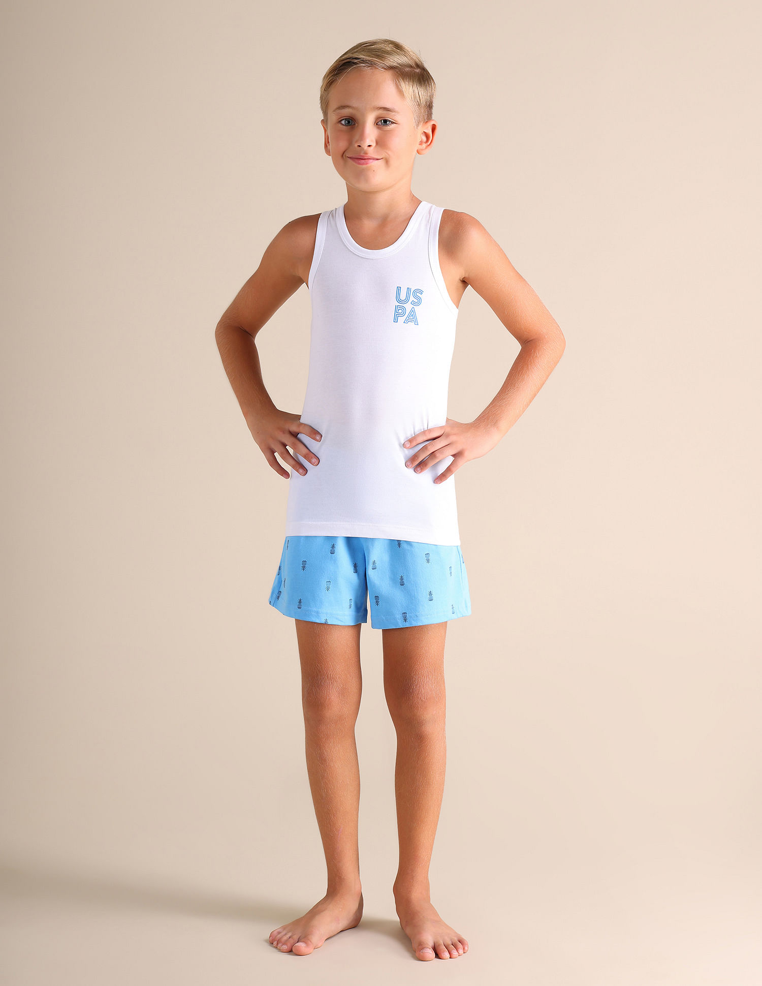 USPA Innerwear Boys Sleeveless Solid EKV02 Cotton Vest - Pack Of 2