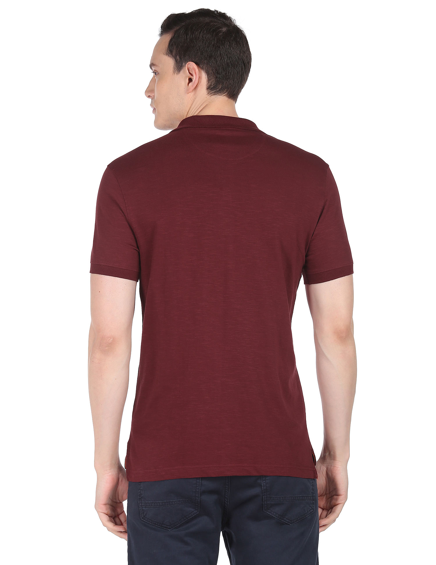 AD by Arvind Modern Jersey Slub Polo Shirt