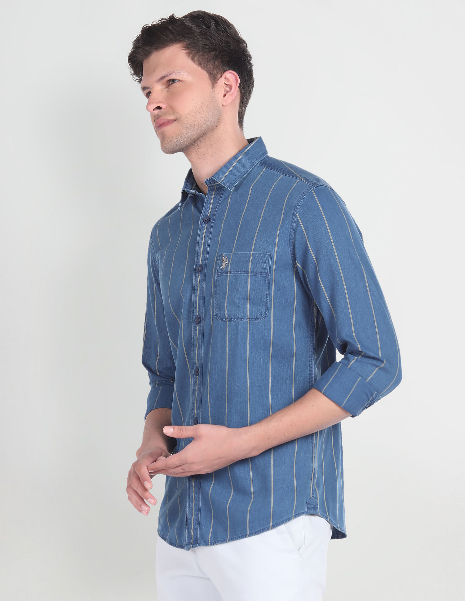 U.S. Polo Assn. Denim Co. Vertical Stripe Slim Shirt