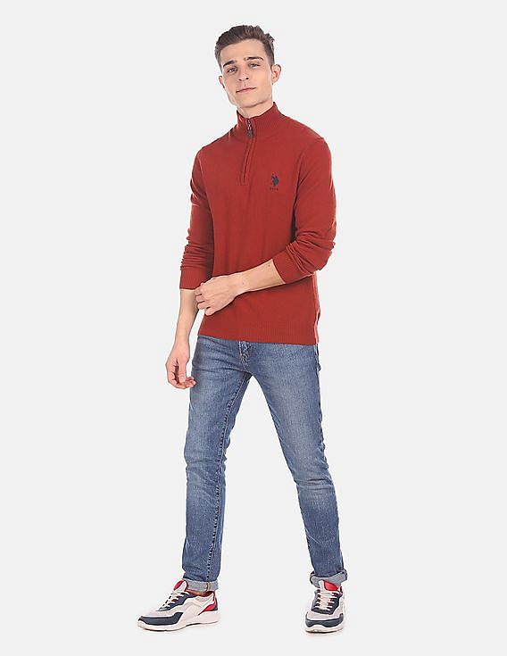 U.S. Polo Assn. High Neck Half Zip Sweater