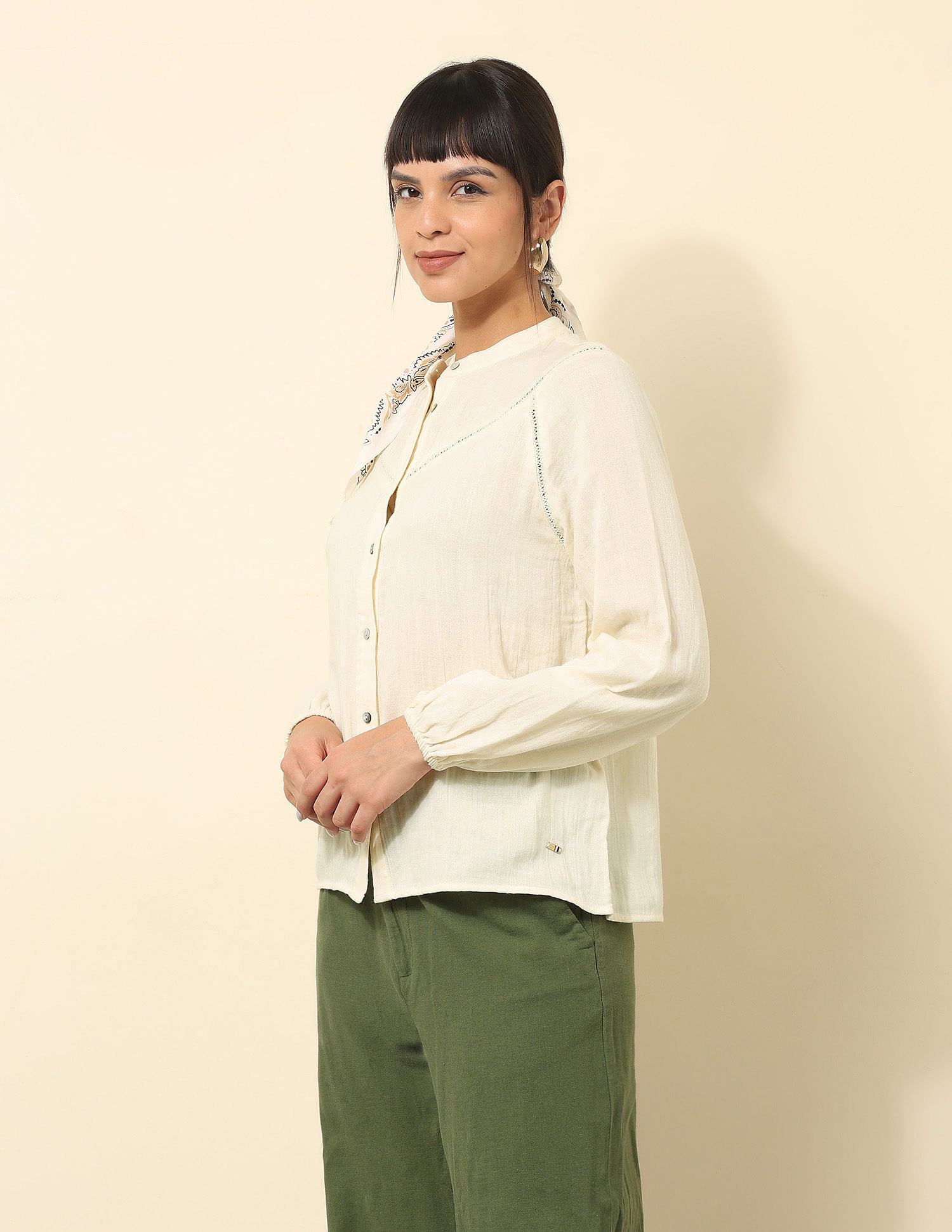 U.S. Polo Assn. Women Lace Detailed Solid Shirt