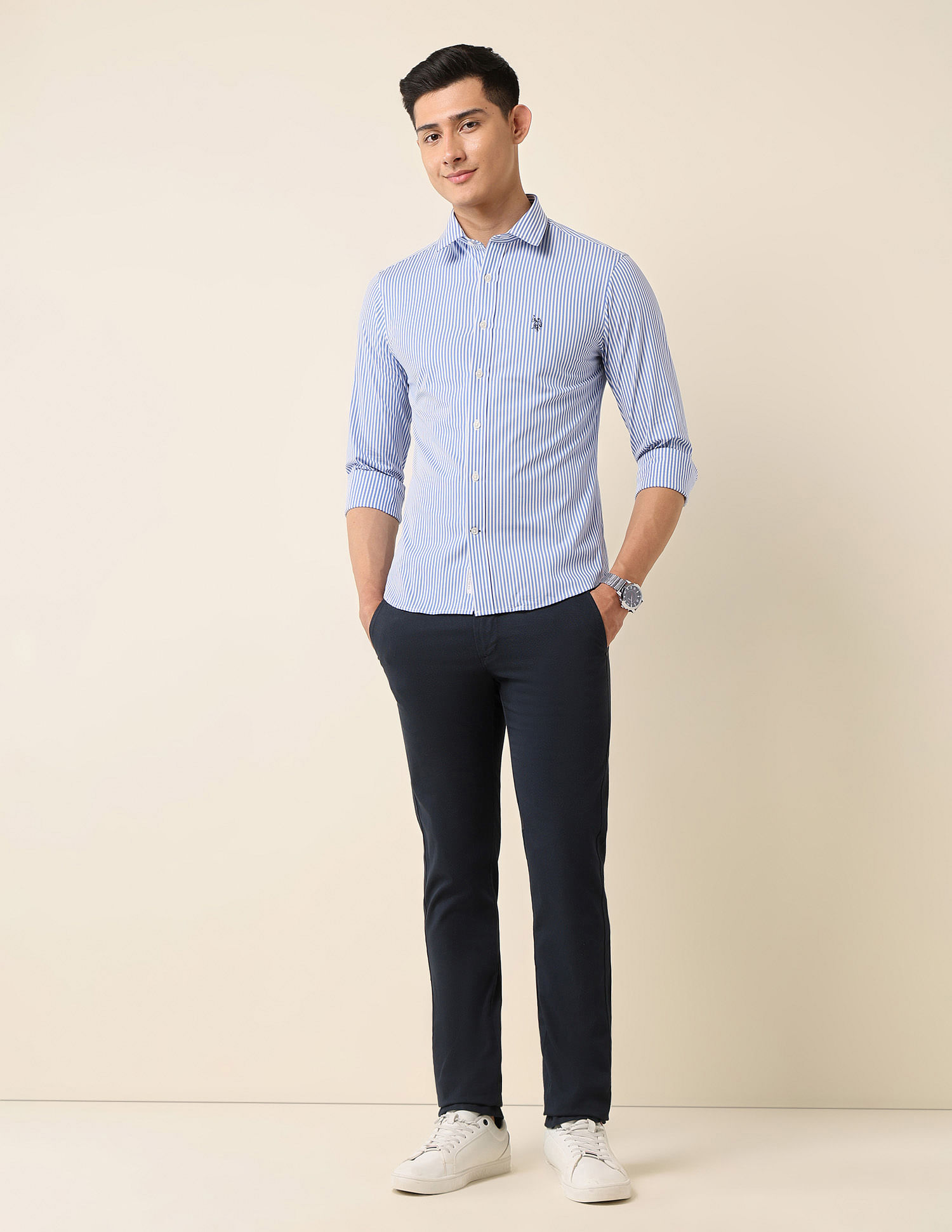 U.S. Polo Assn. Tailored Fit Vertical Striped Shirt