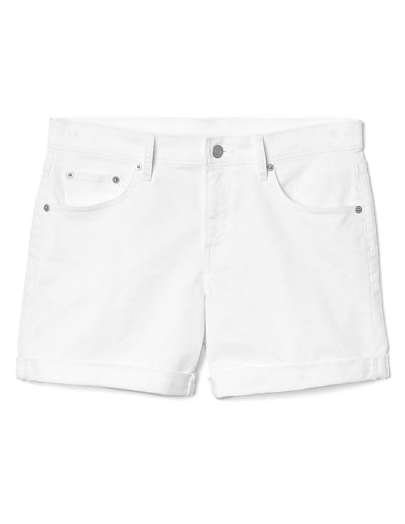 High Waist Solid Women Denim White Denim Shorts - Buy High Waist Solid  Women Denim White Denim Shorts Online at Best Prices in India | Flipkart.com
