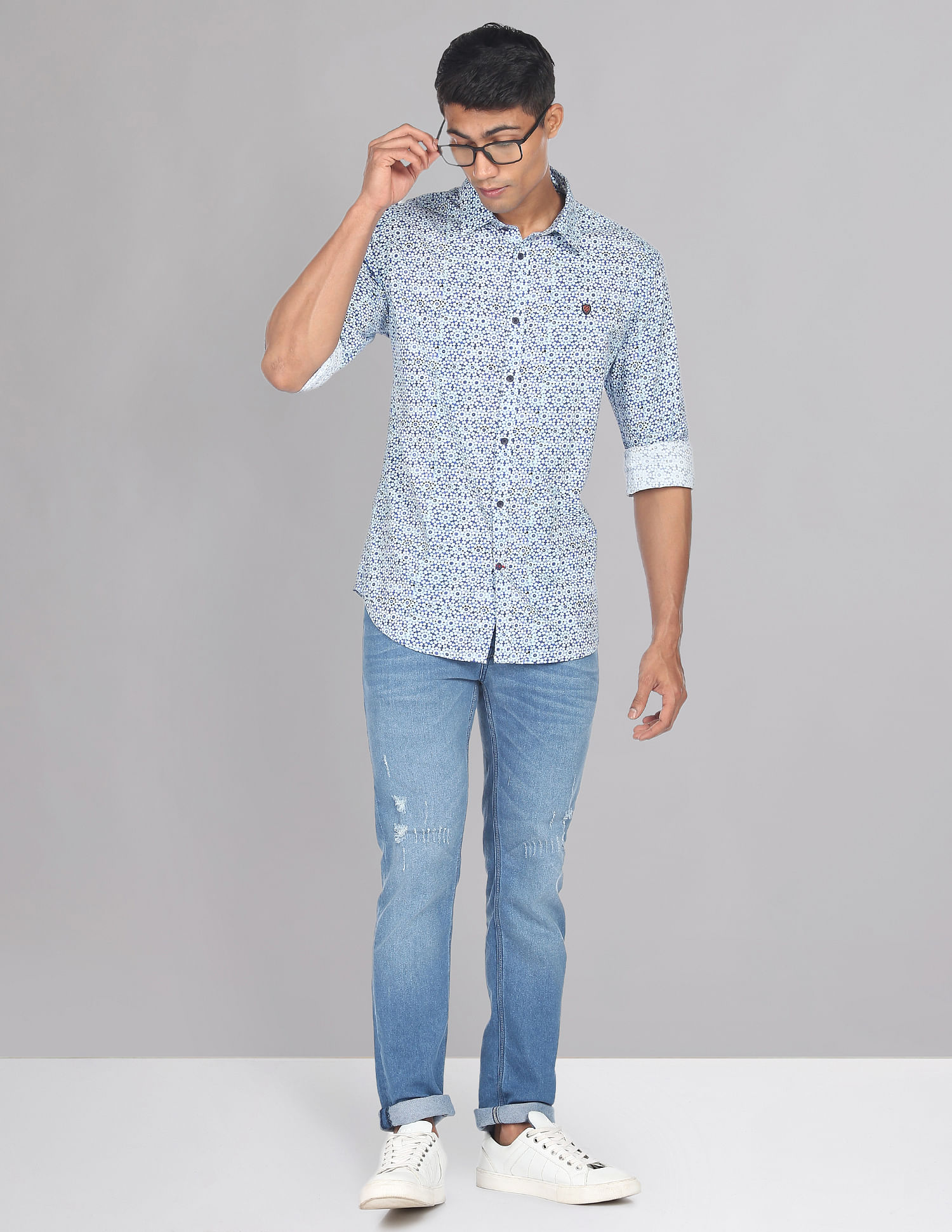 AD by Arvind Abstract Print Cotton Casual Shirt