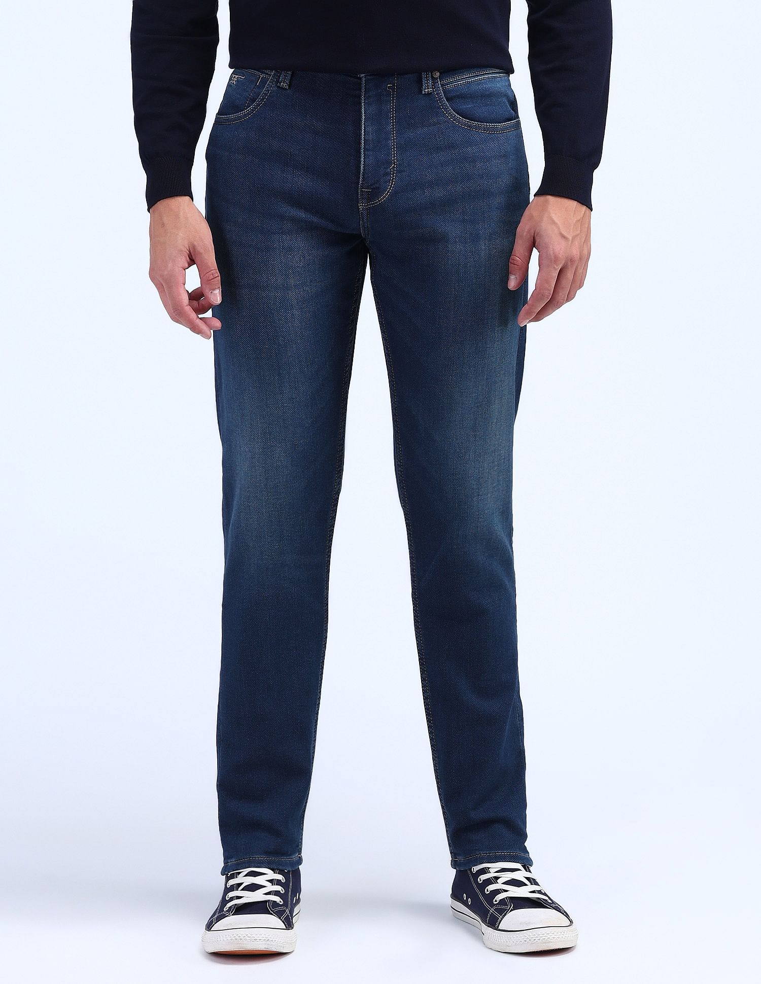 Flying Machine Slash Slim Tapered Fit Jeans