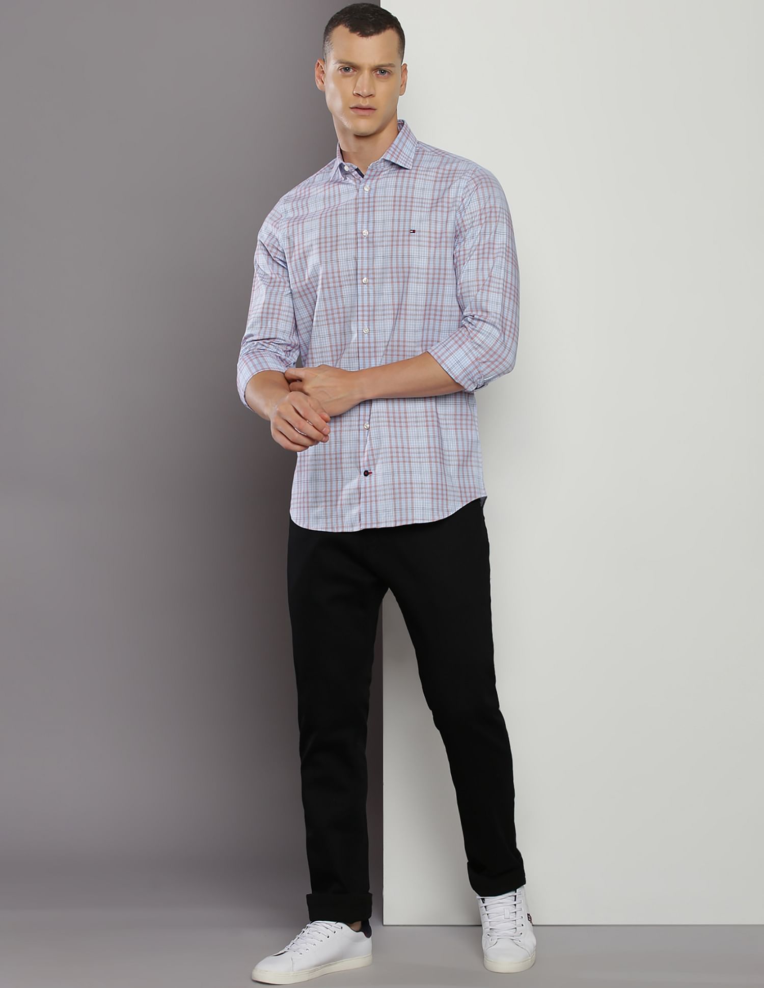 Tommy Hilfiger Glen Check Stretch Slim Fit Shirt