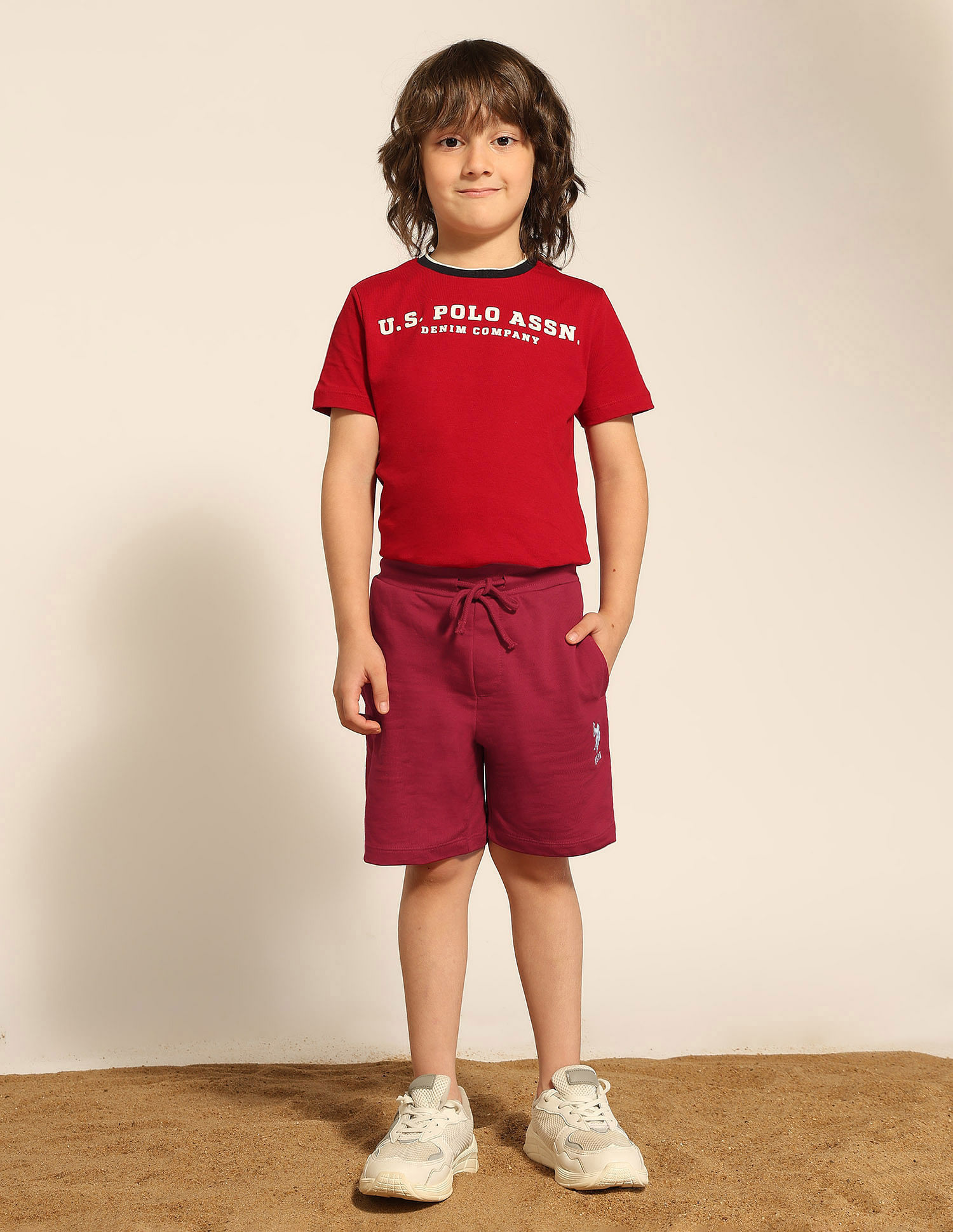 U.S. Polo Assn. Kids Boys Pure Cotton Mid Rise Shorts