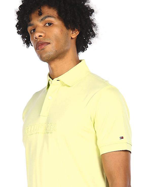 Yellow tommy hilfiger clearance polo shirt