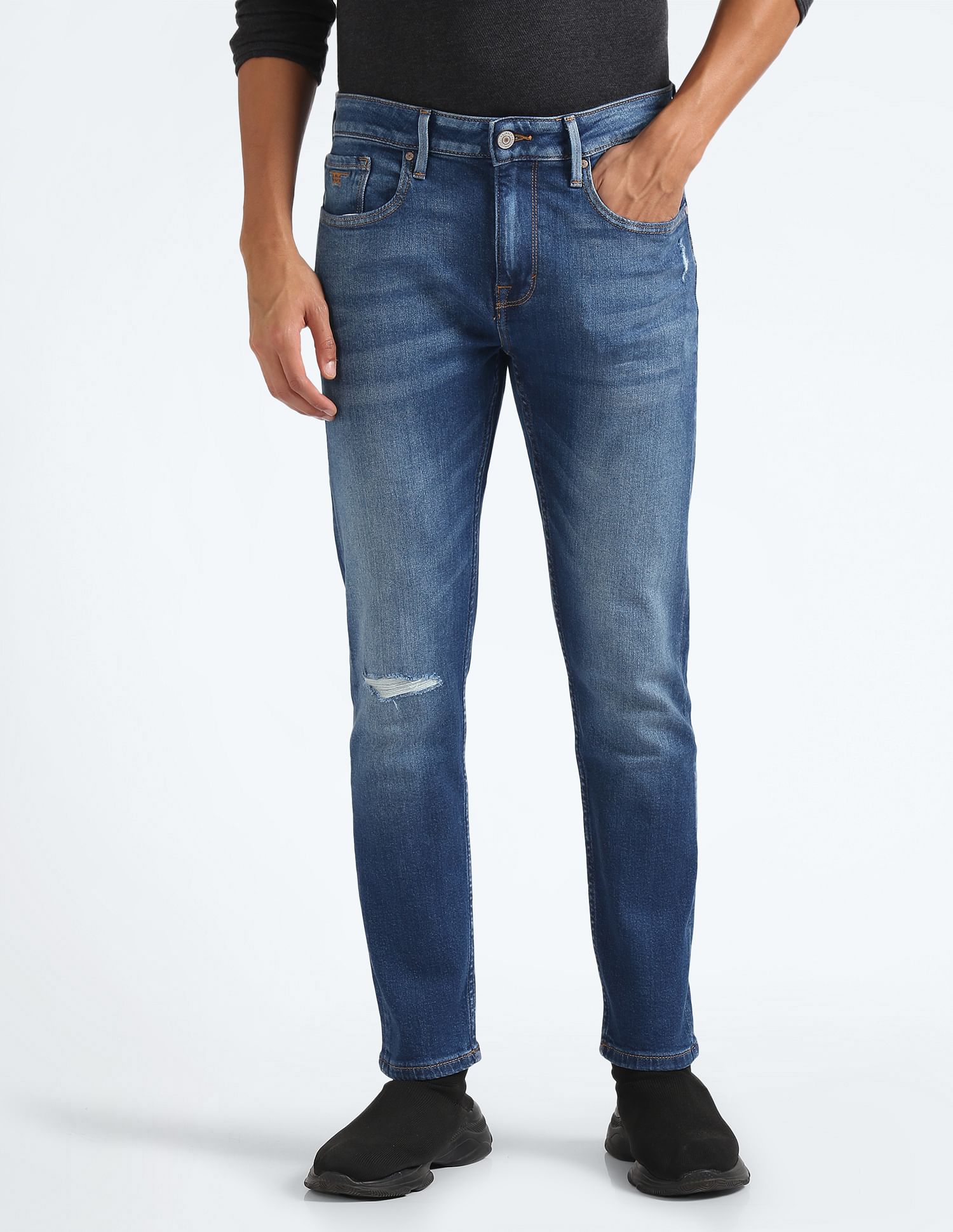 Flying Machine Slash Slim Tapered Fit Jeans