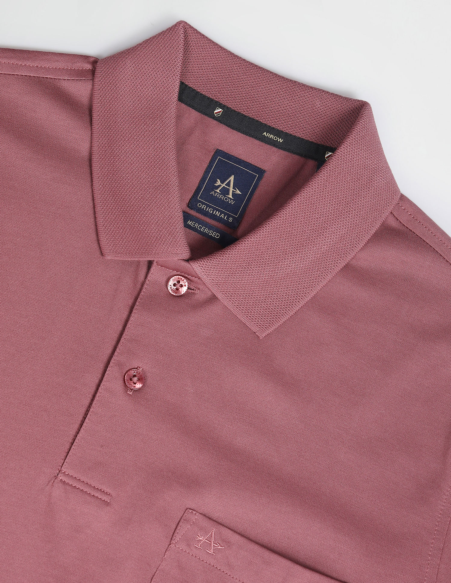 Arrow Patch Pocket Solid Polo Shirt