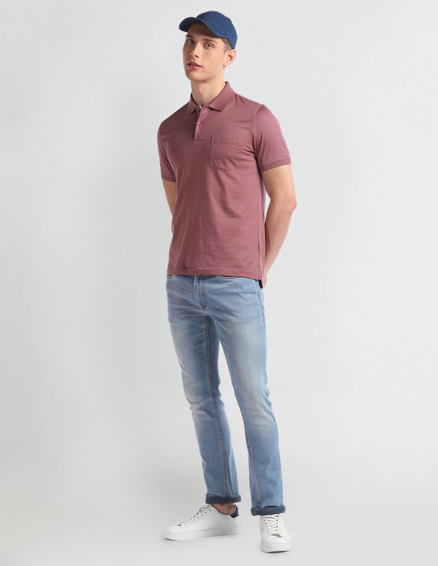 Arrow Patch Pocket Solid Polo Shirt