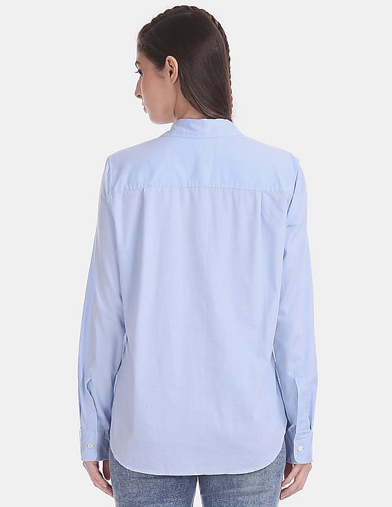 Buy GAP Women Blue Oxford Boyfriend Shirt - NNNOW.com