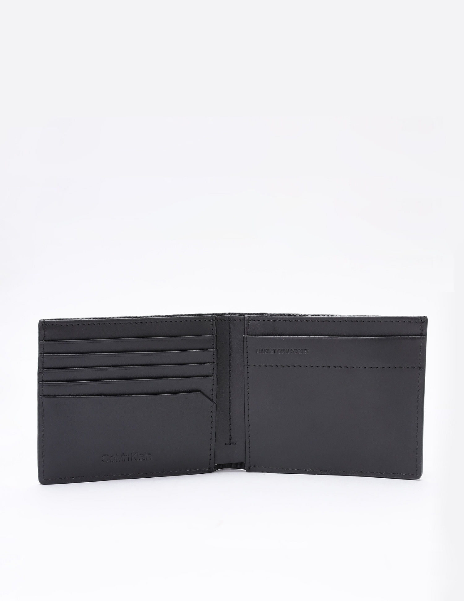 Calvin Klein Logo Black Leather Bi-Fold Wallet