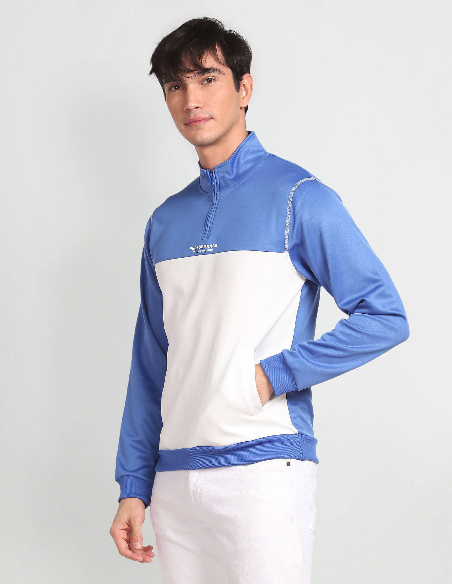 Flying Machine High Neck Polyester Sweatshirt