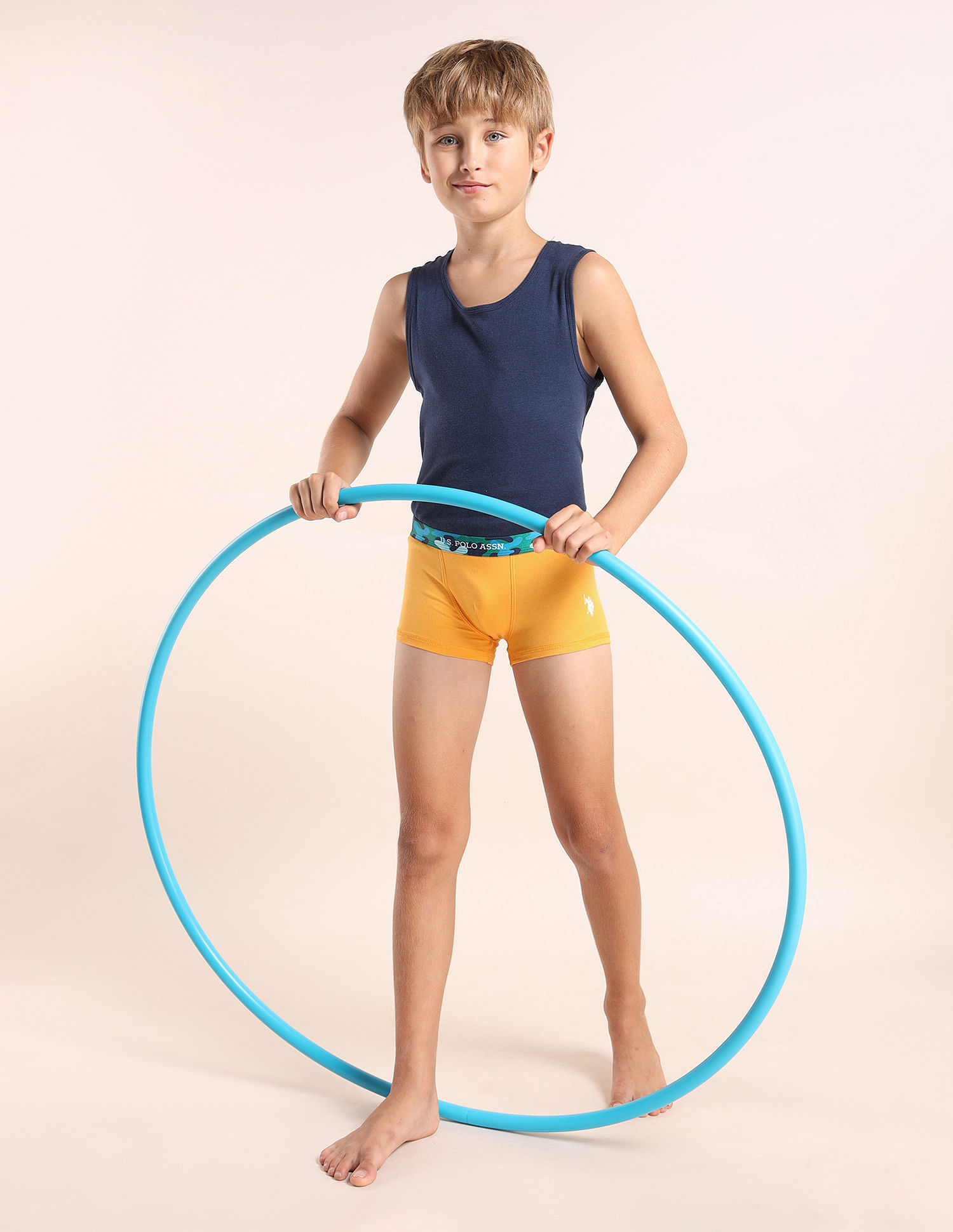USPA Innerwear Boys Mid Rise Cotton Spandex Trunks - Pack Of 5