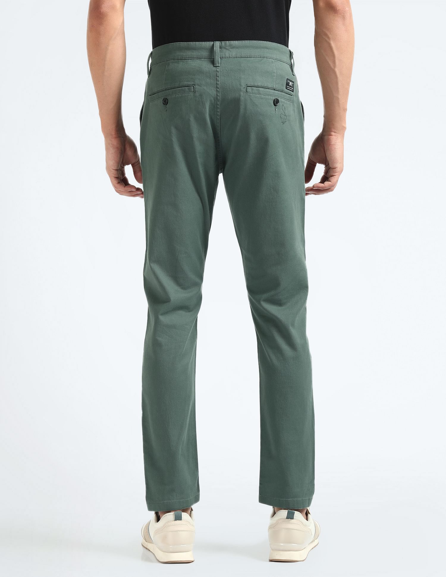 Flying Machine Mid Rise Slash Slim Tapered Fit Chinos