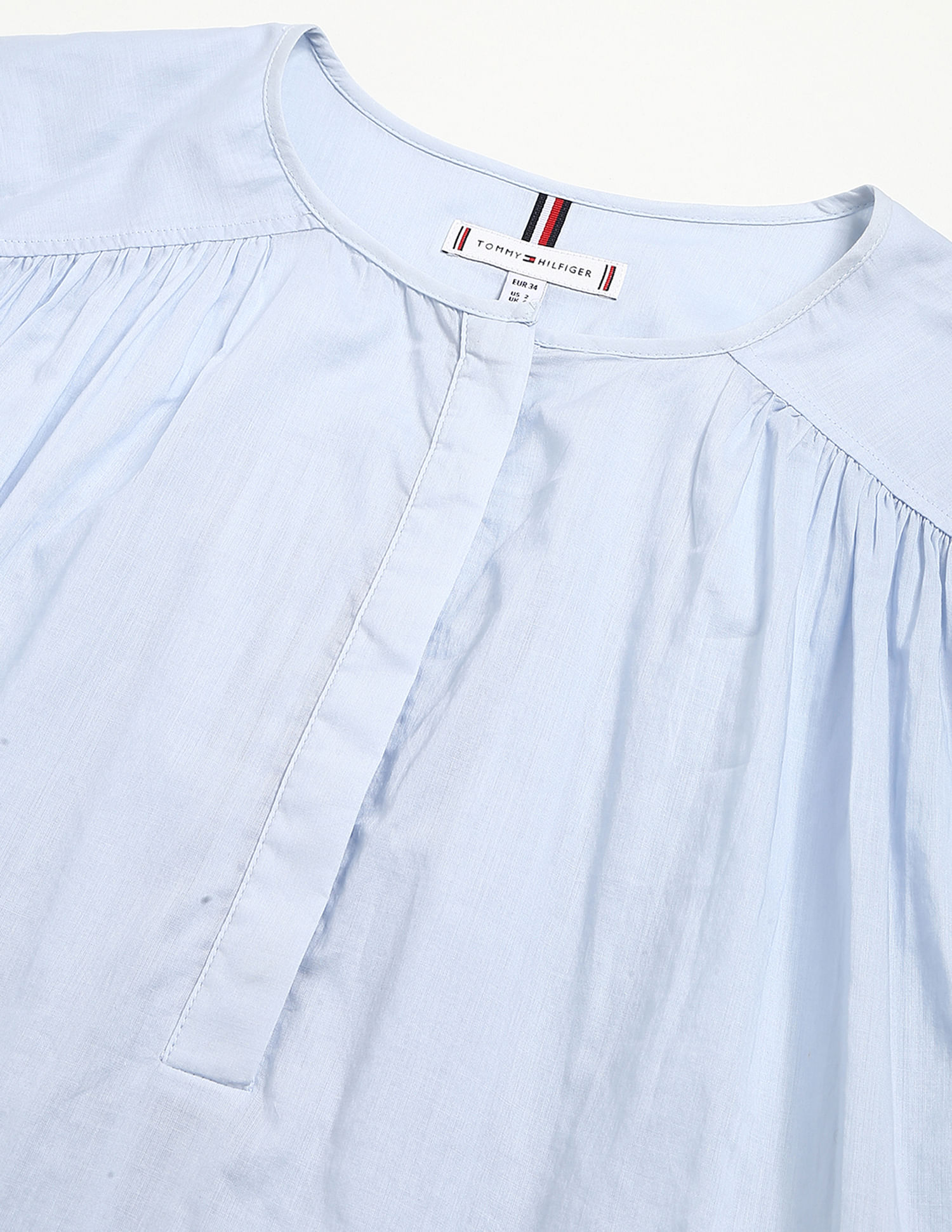 Tommy Hilfiger Cotton Voile Long Sleeve Henley Blouse