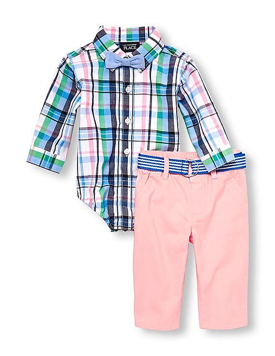 The Childrens Place Baby Boys Printed Long Sleeve Poplin