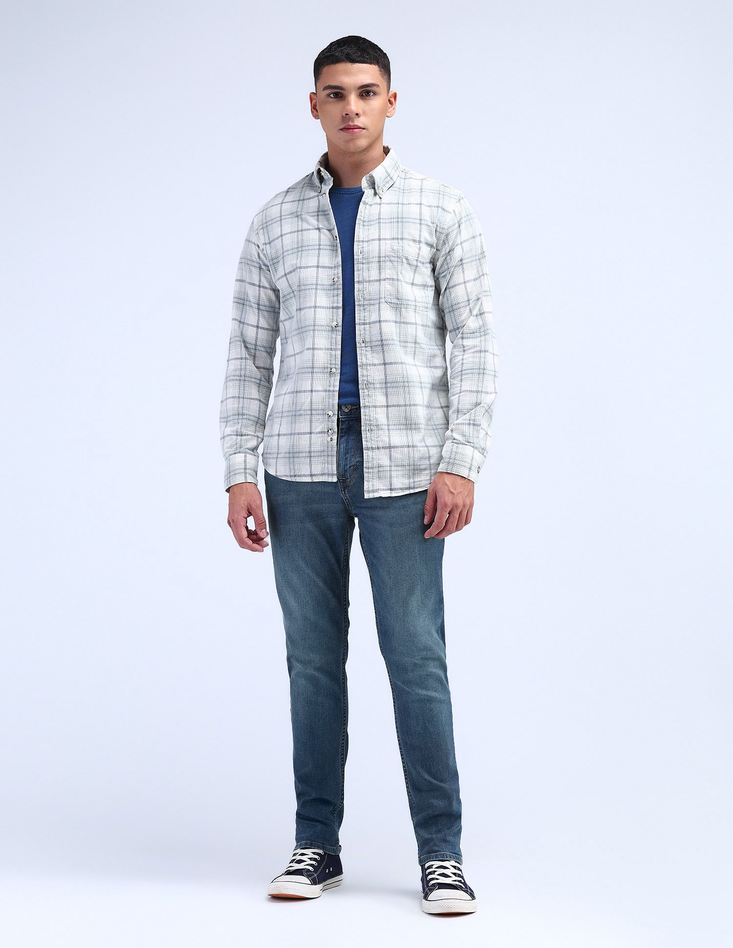 Flying Machine Slash Slim Tapered Fit Jeans