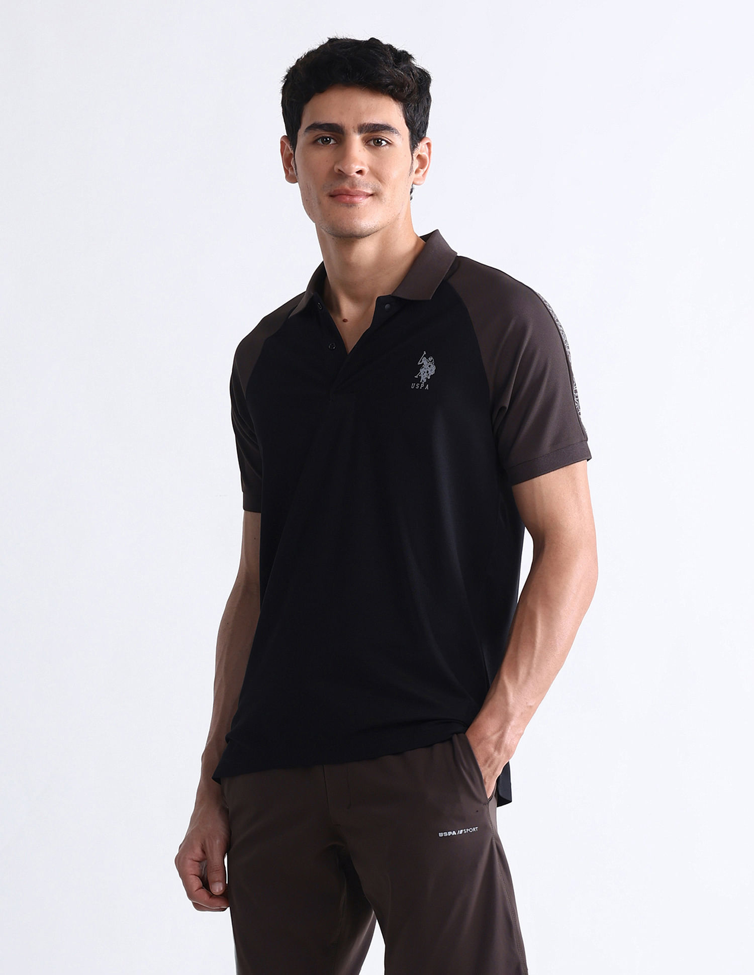 USPA Active Colourblocked Slim Fit Polo Shirt