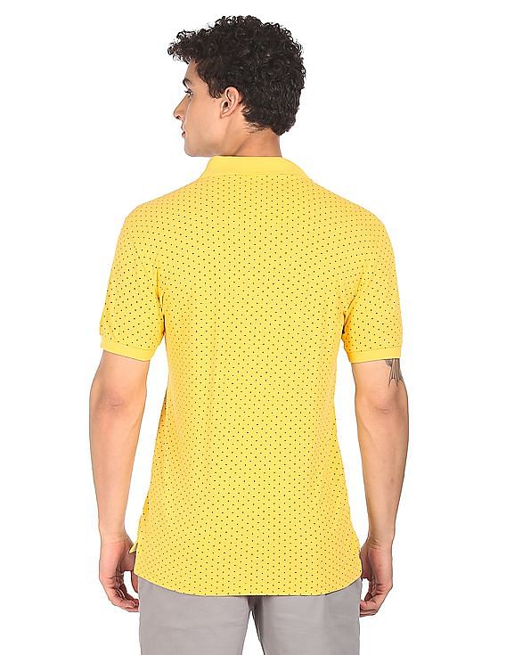 U.S. Polo Assn. Men Yellow Cotton Printed Polo Shirt