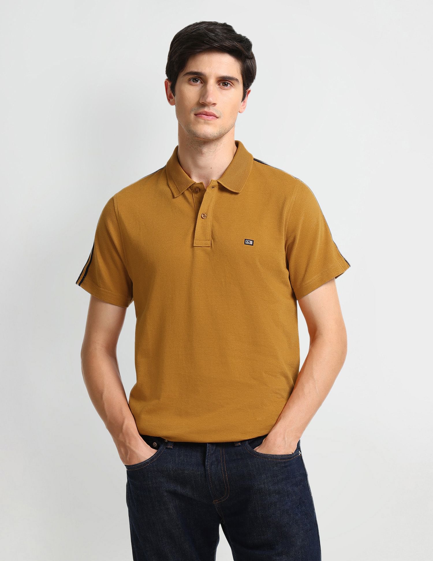 Arrow Sports Contrast Tape Cotton Polo Shirt