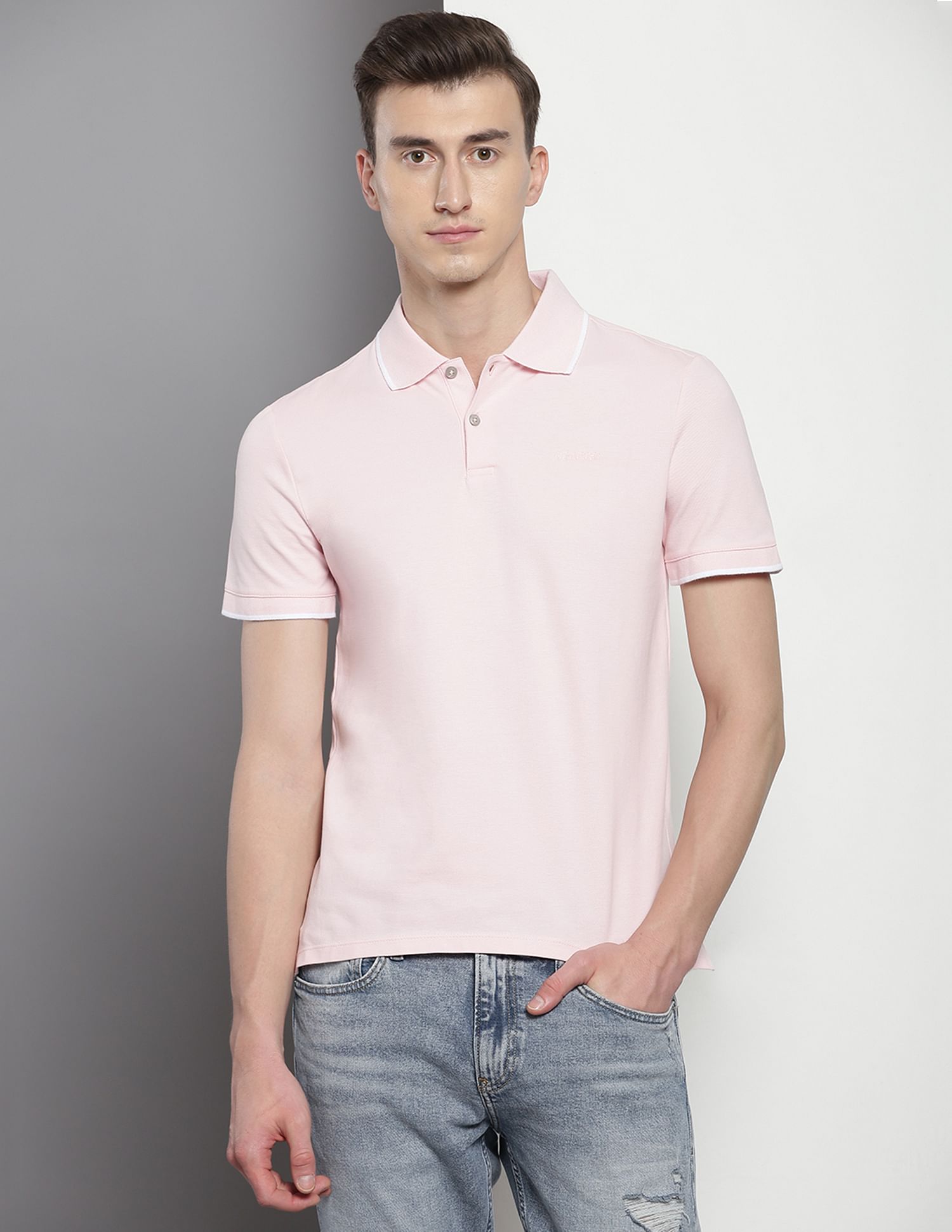 Calvin Klein Tipped Collar Stretch Pique Polo Shirt