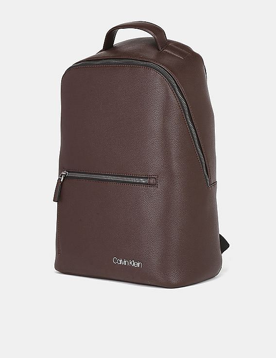 Calvin klein brown leather clearance backpack