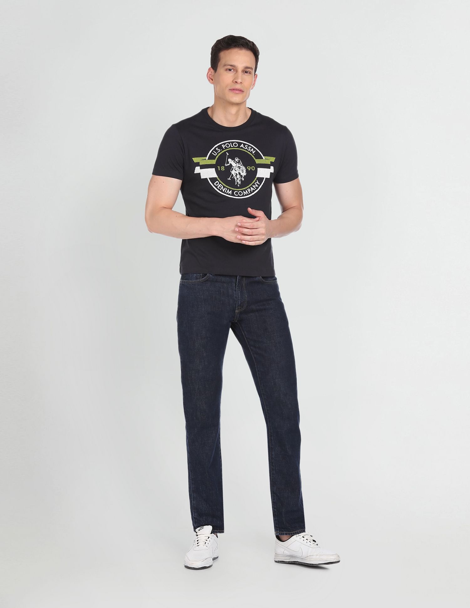 U.S. Polo Assn. Denim Co. Ribbed Neck Brand Print T-Shirt