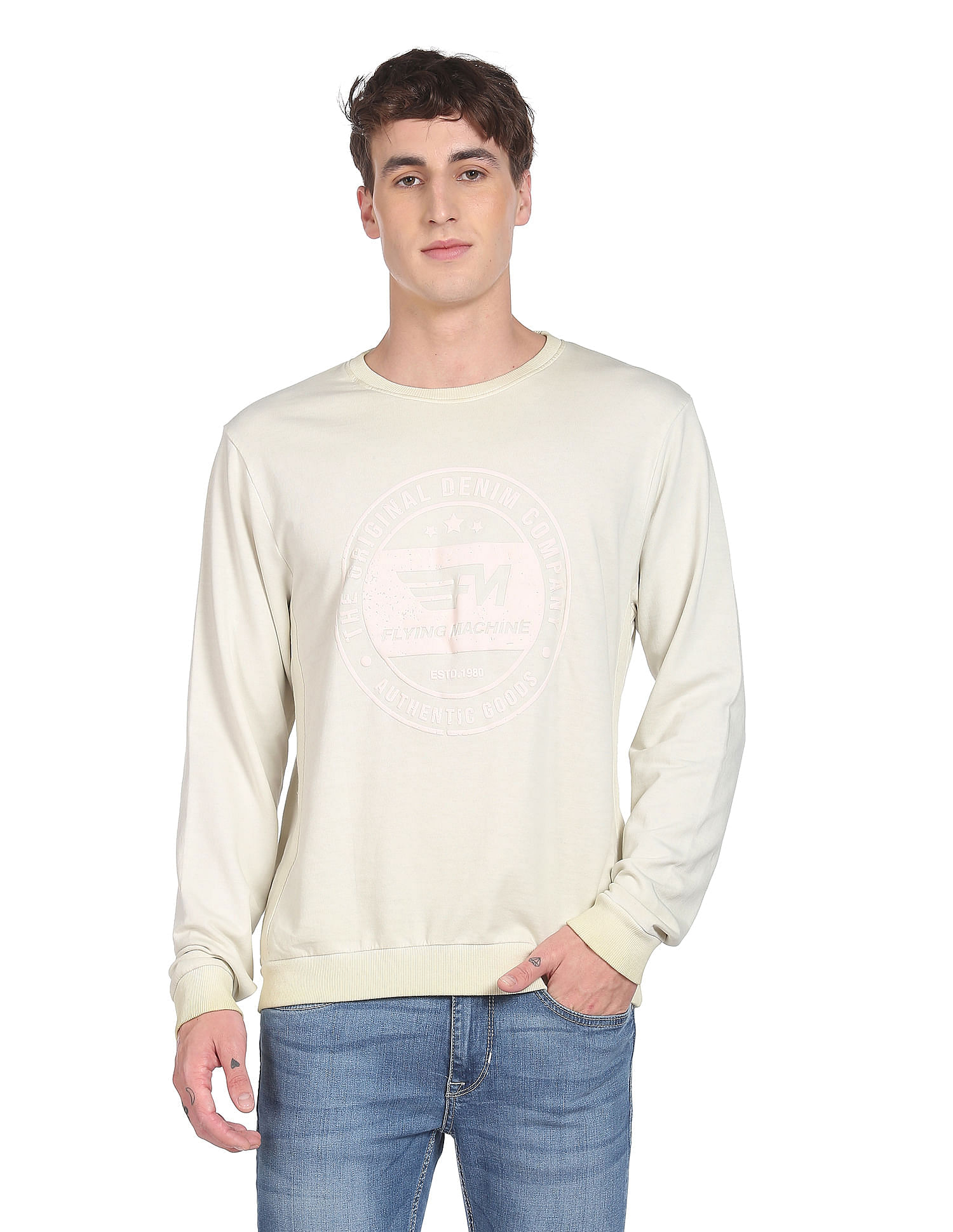 Flying Machine Crew Neck Brand Print Sweatshirt