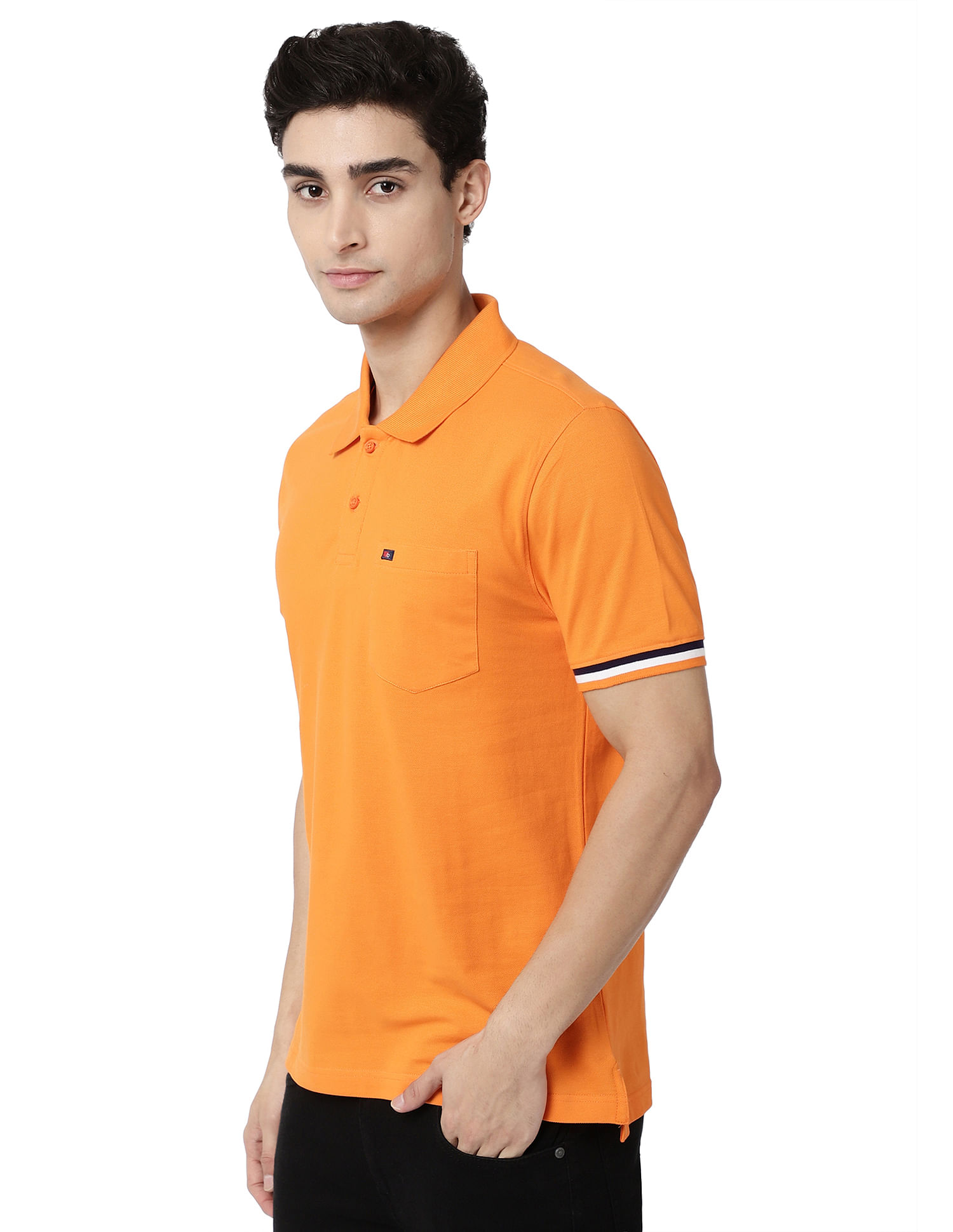 AD by Arvind Solid Cotton Pique Polo Shirt