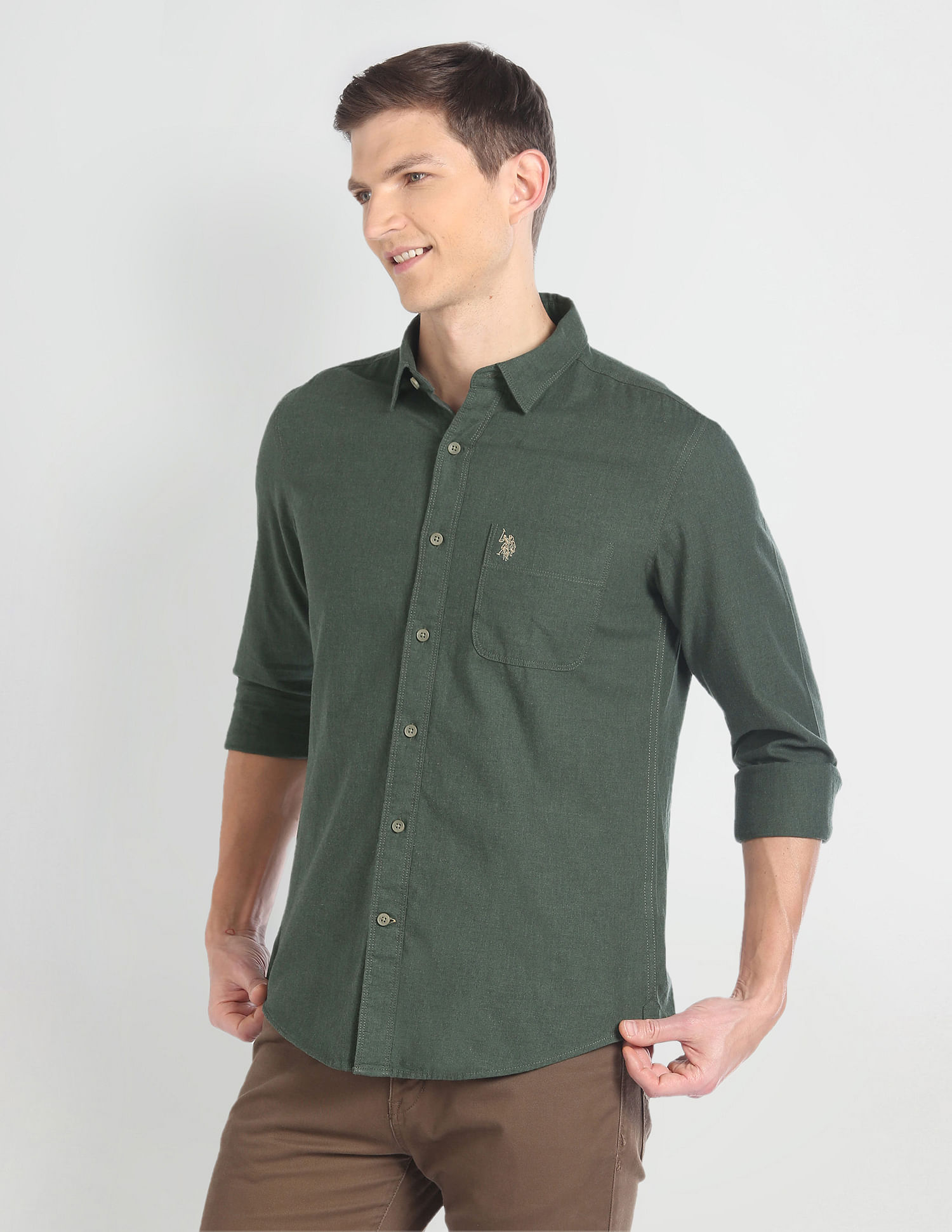 U.S. Polo Assn. Denim Co. Cotton Twill Slim Fit Shirt