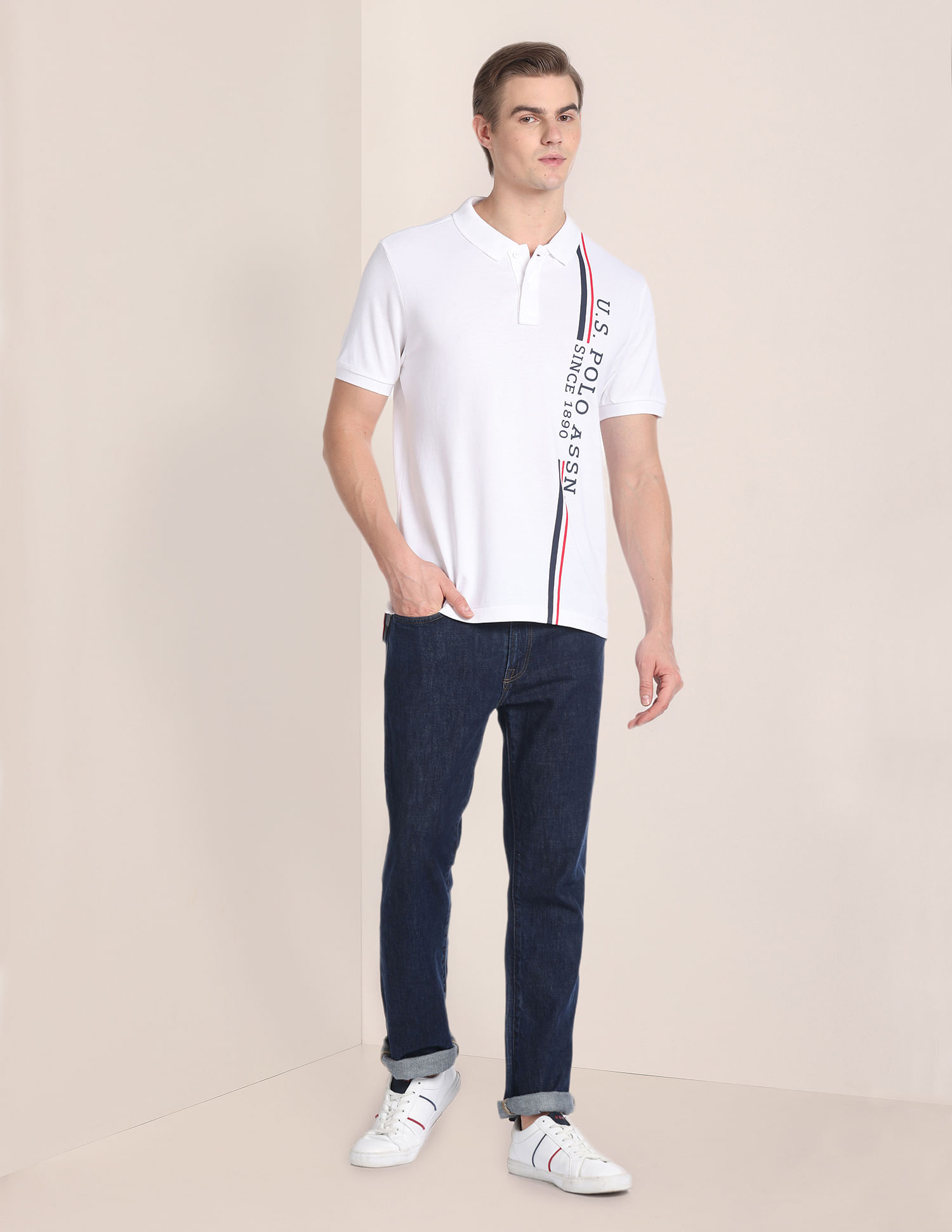 U.S. Polo Assn. Brand Print Cotton Polo Shirt