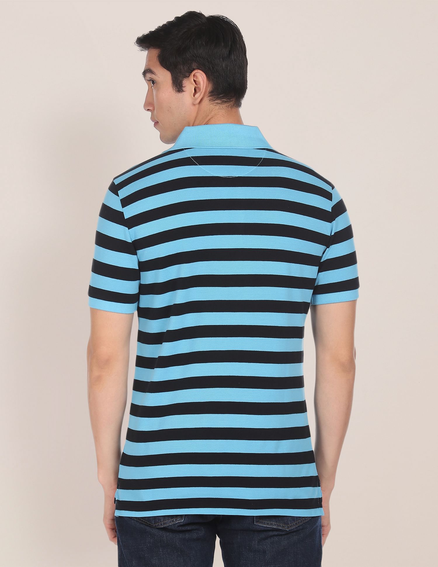 U.S. Polo Assn. Ribbed Collar Striped Polo Shirt