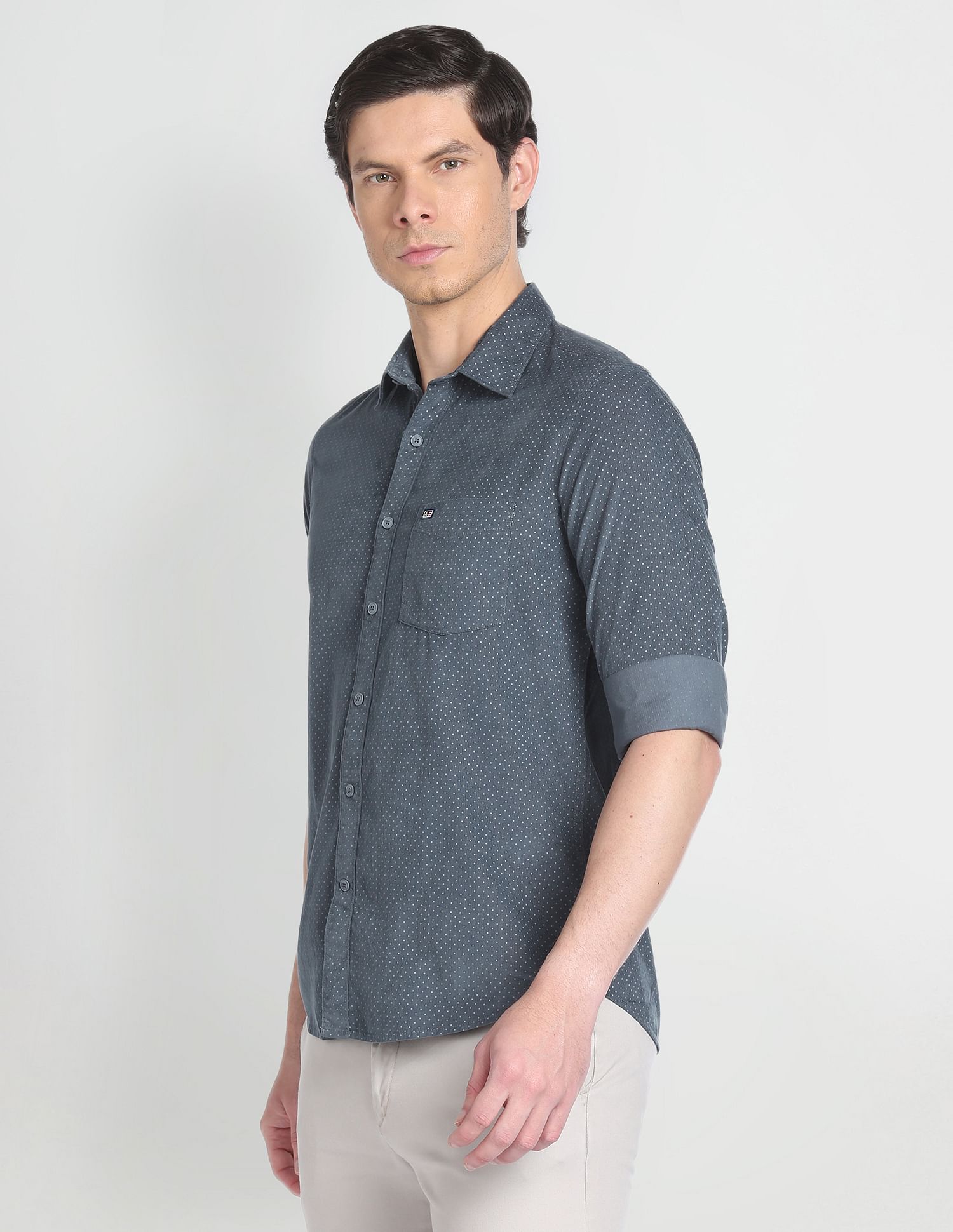 Arrow Sports Polka Dot Print Corduroy Shirt
