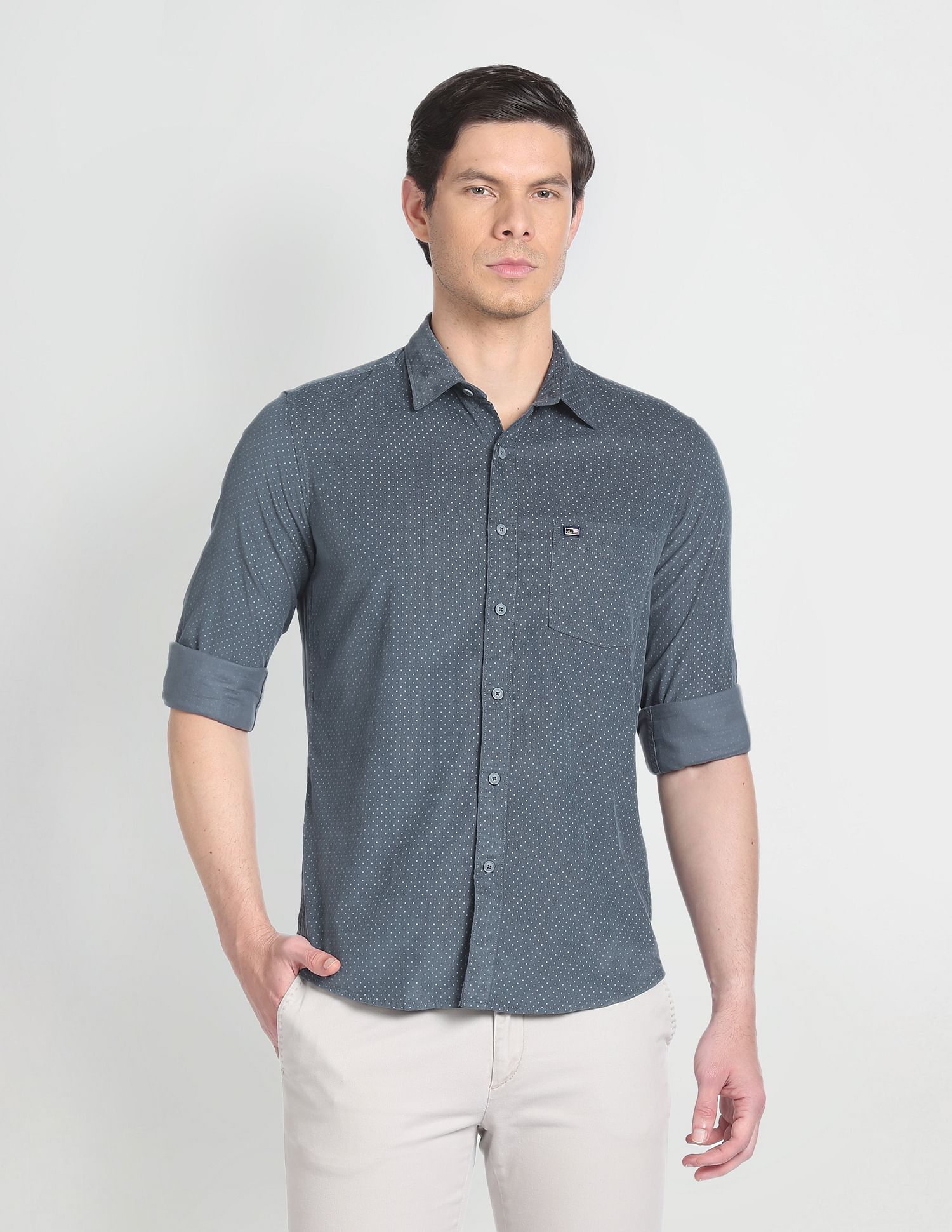 Arrow Sports Polka Dot Print Corduroy Shirt