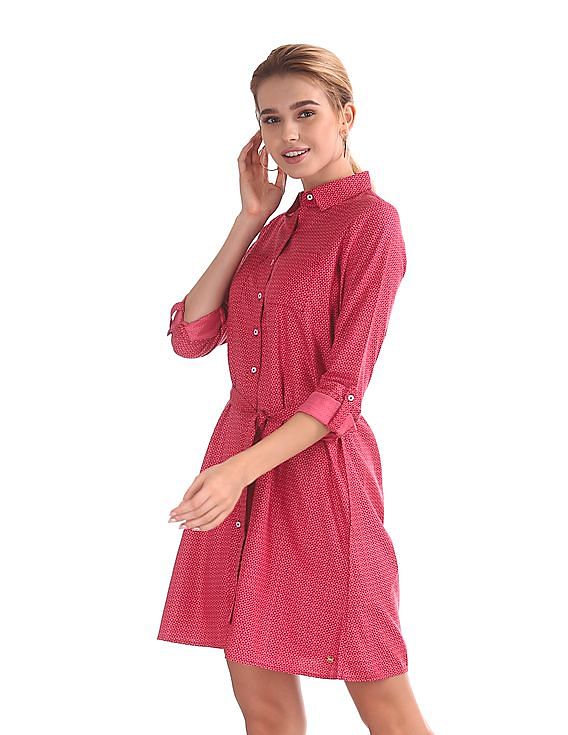 U.S. Polo Assn. Women Geometric Printed Shirt Dress