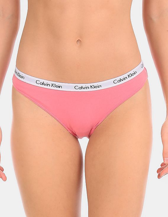 Buy Calvin Klein Underwear Women Pink Solid Mid Rise Cotton Stretch Bikini  Briefs 