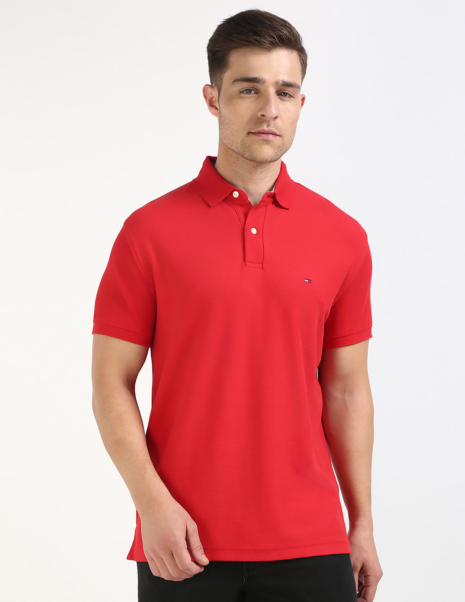 Tommy Hilfiger Solid Regular-Fit Cotton Polo Shirt