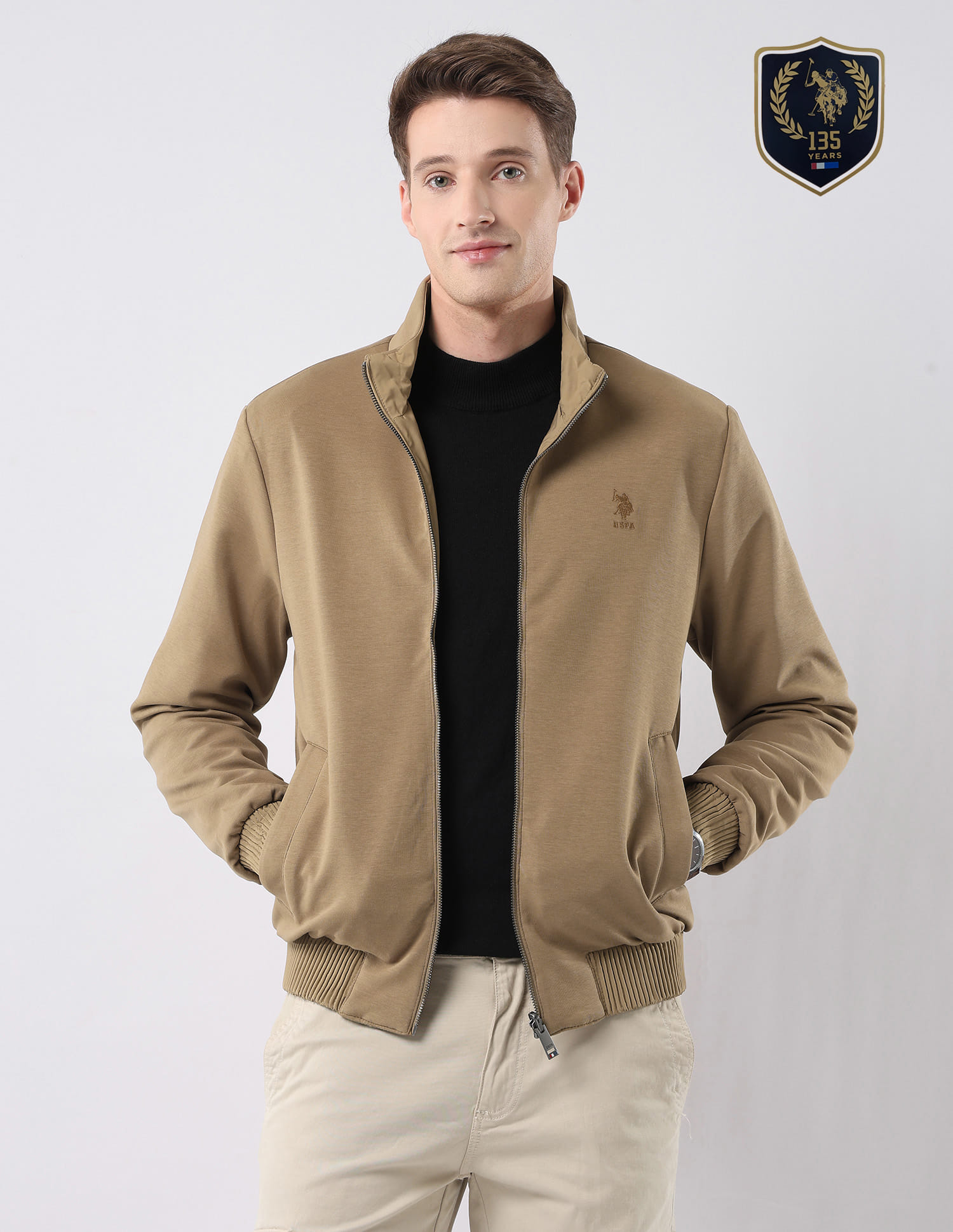 Buy U.S. Polo Assn. Reversible Heathered Regular Fit Jacket