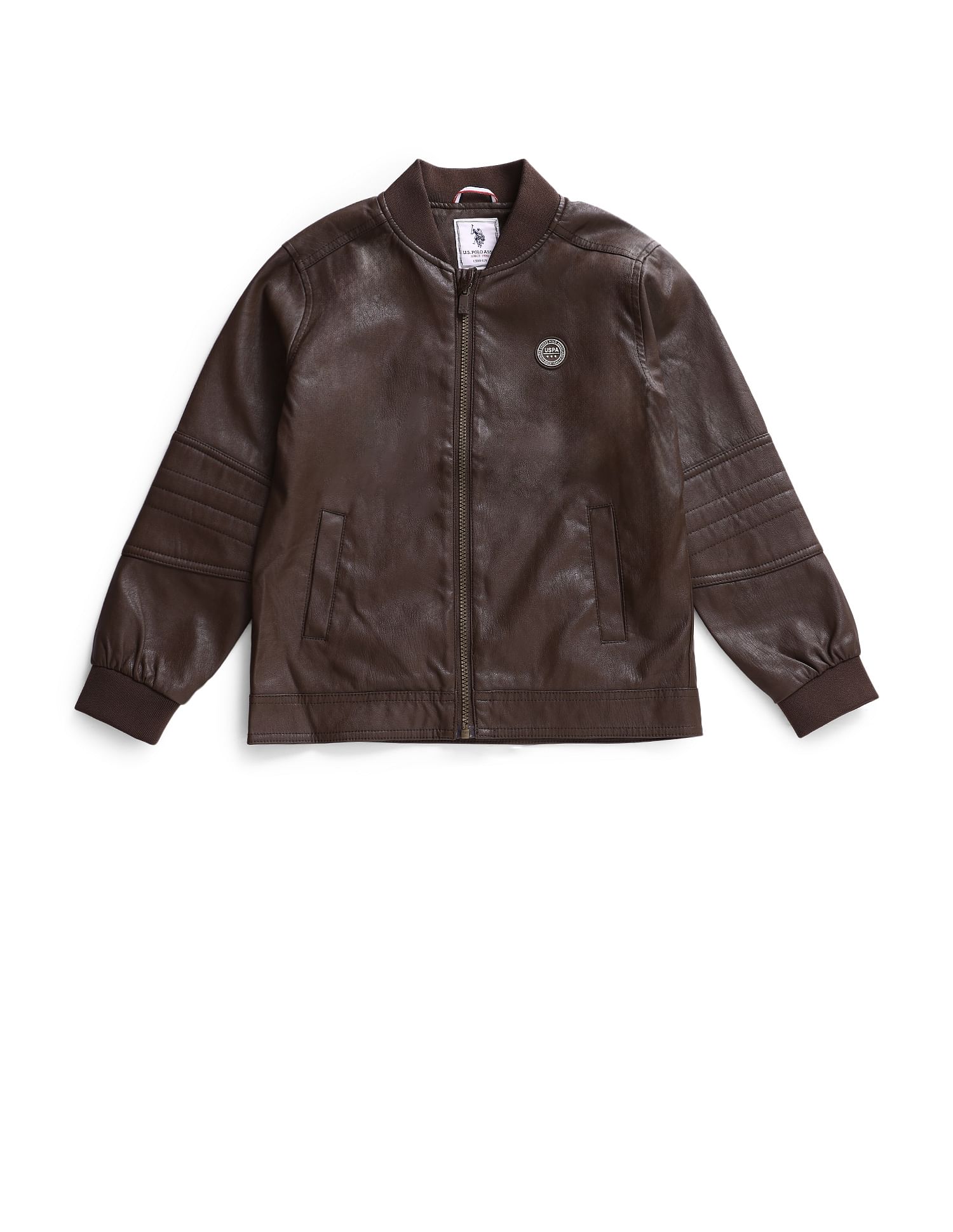U.S. Polo Assn. Kids Stand Neck Solid Casual Jacket