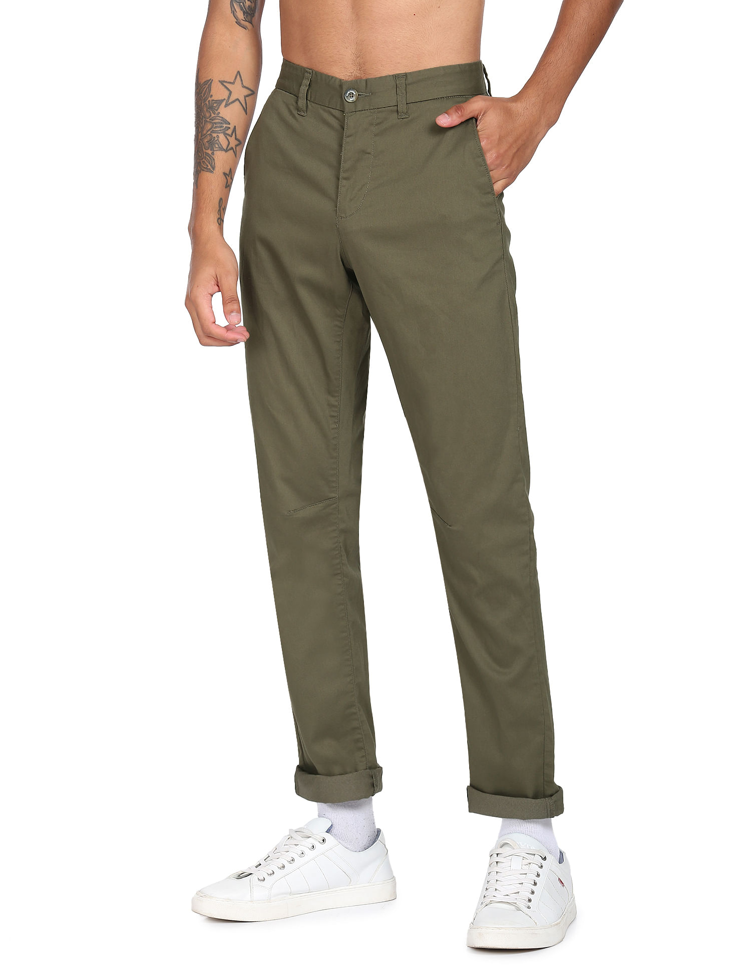 Flying Machine Super Slim Fit Twill Casual Trousers
