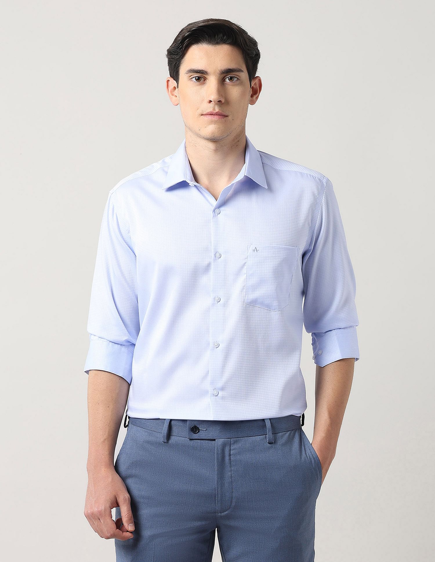 Arrow Manhattan Slim Fit Graph Checked Autopress Shirt