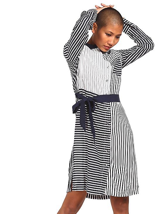 tommy hilfiger navy and white striped dress