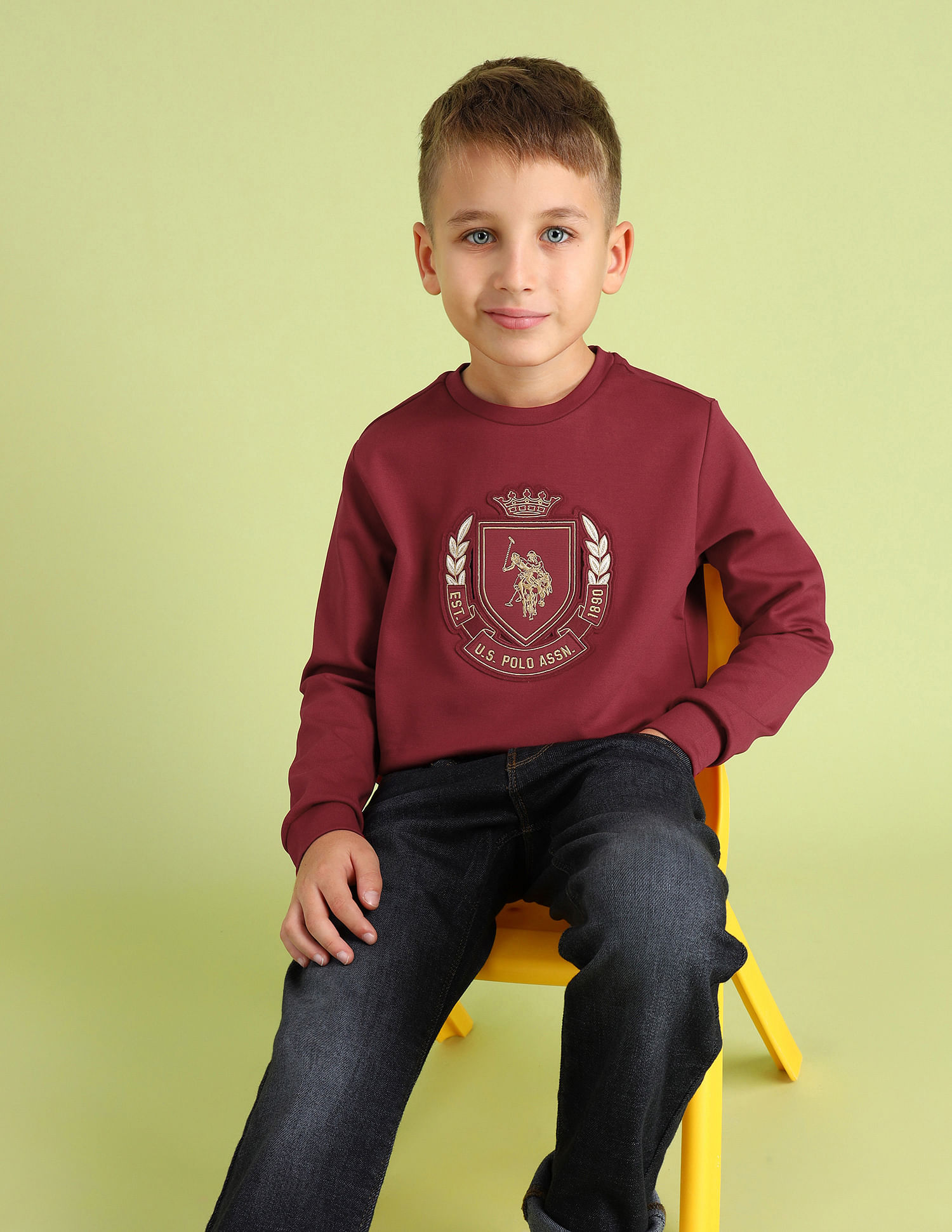 U.S. Polo Assn. Kids Boys Brand Embossed Regular Fit Sweatshirt