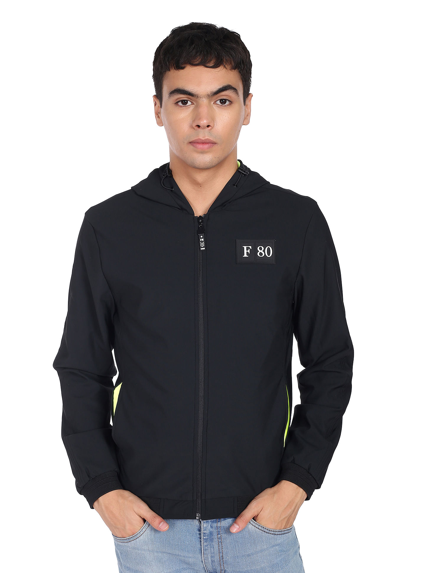 Flying Machine Panelled Solid Hooded Jacket