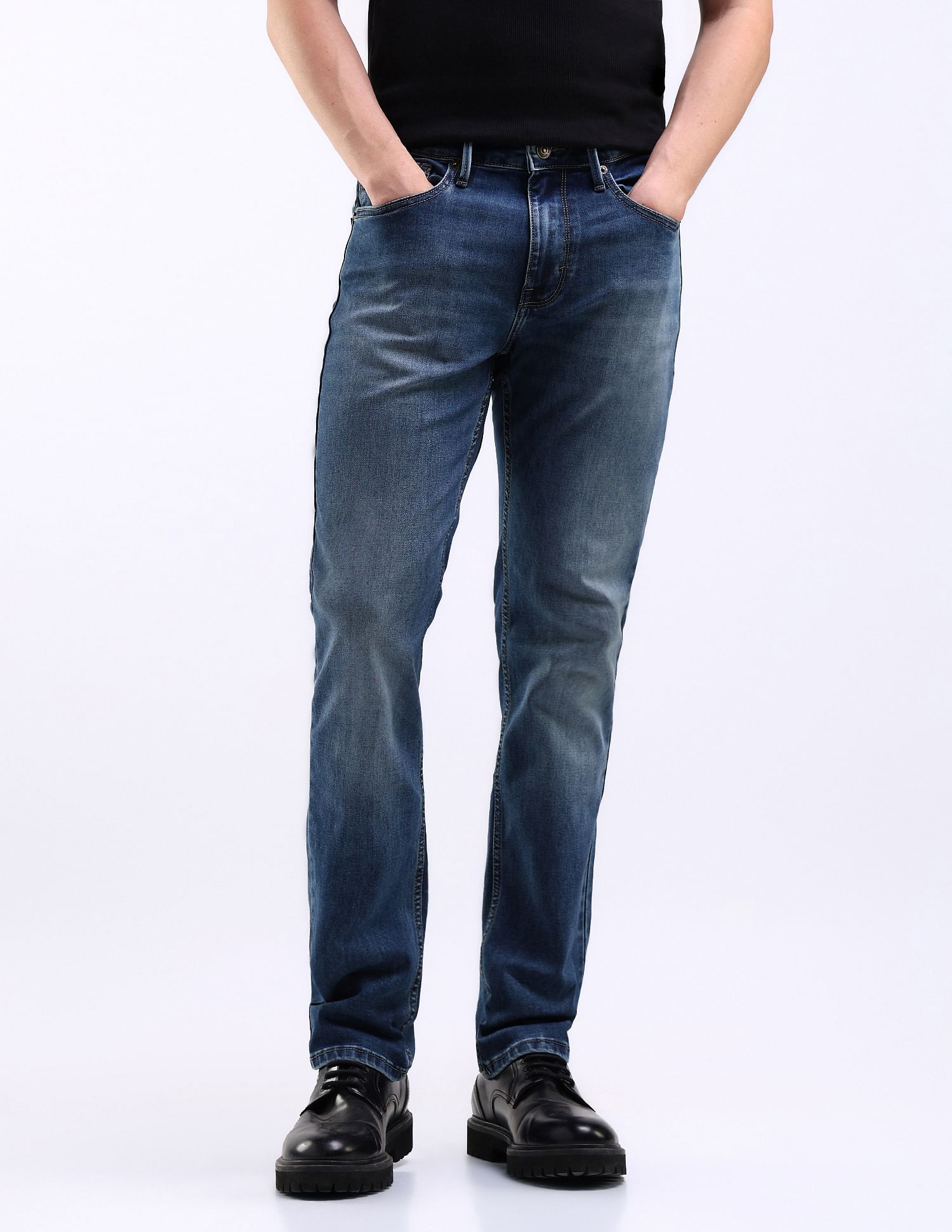 Flying Machine Freddie Slim Straight Fit Stone Wash Jeans