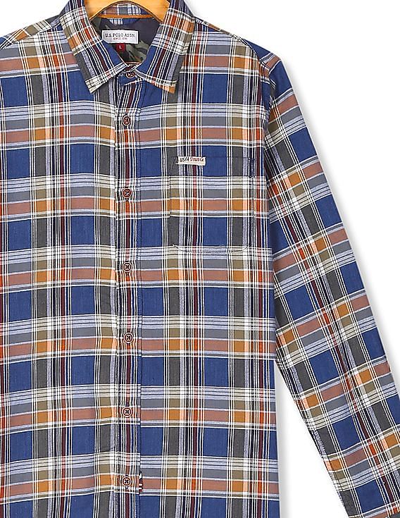 U.S. Polo Assn. Kids Boys Spread Collar Check Shirt