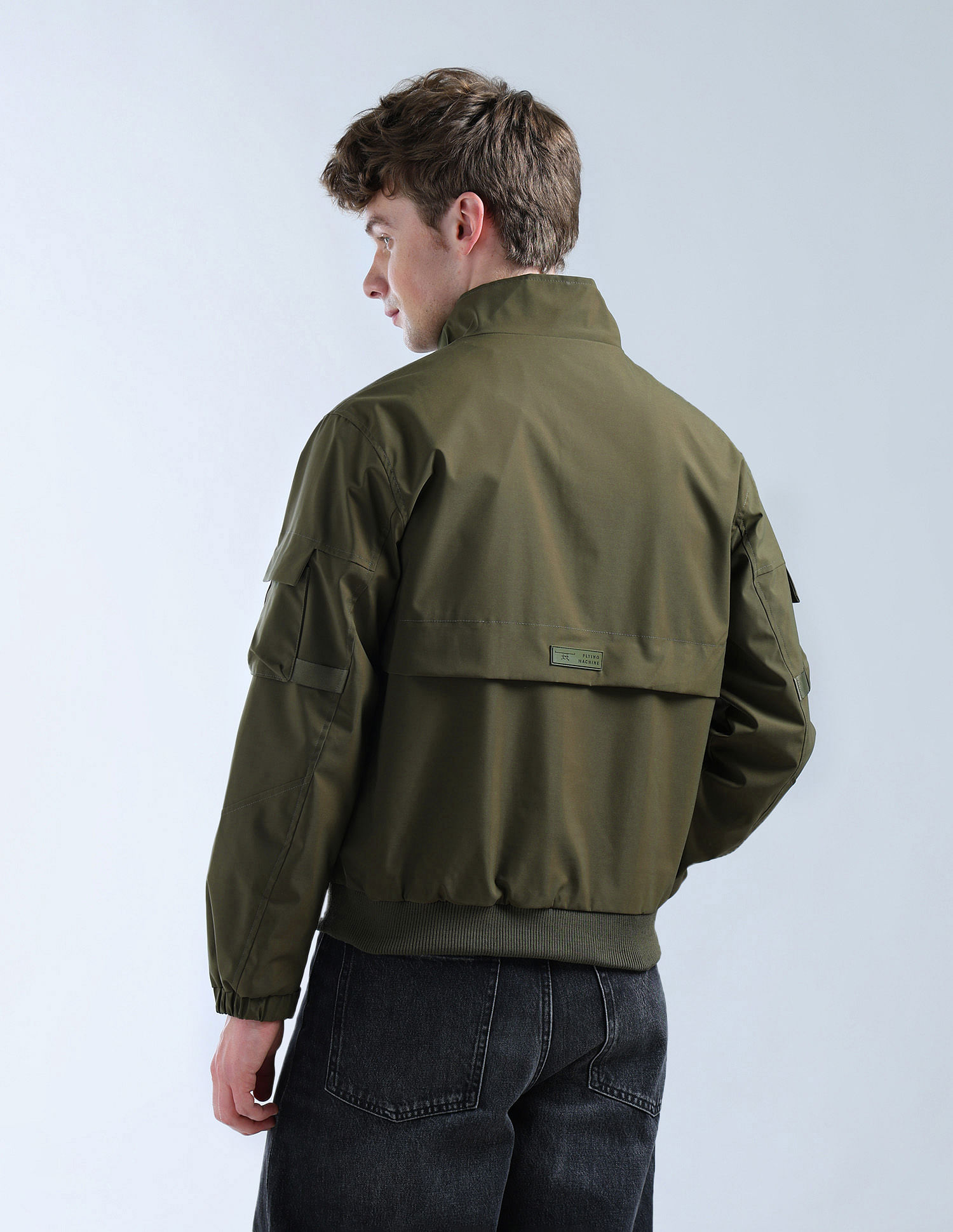 Flying Machine Solid High Neck Jacket