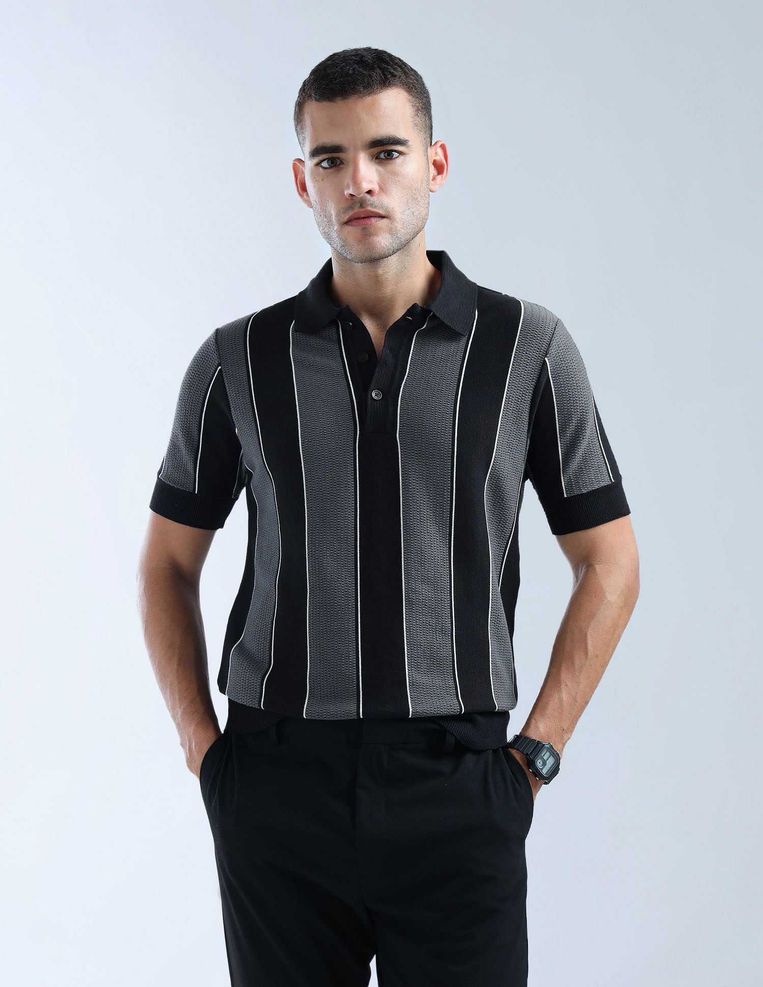 Flying Machine Vertical Striped Essentials Polo Shirt